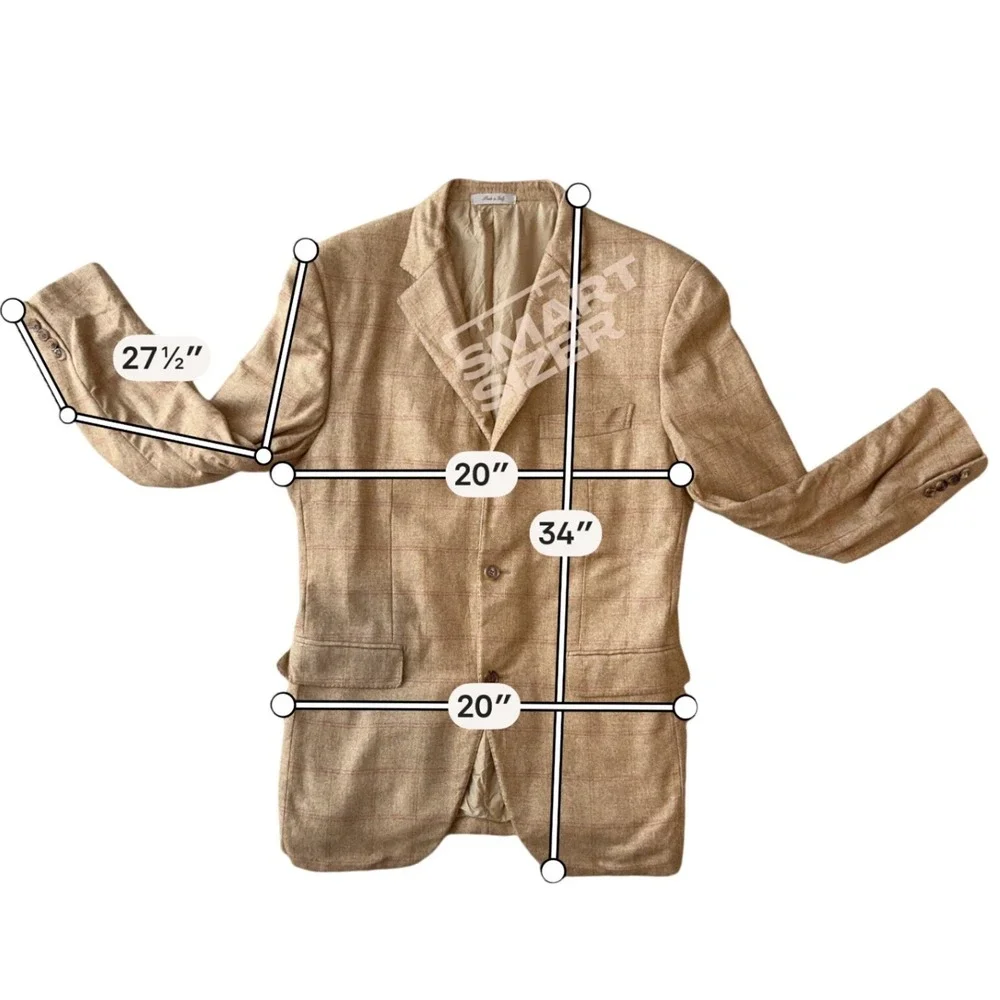 Hugo Boss Mens 42R Tan Windowpane Wool‎ Camel Hair Blazer 3 Button LuxuryItaly